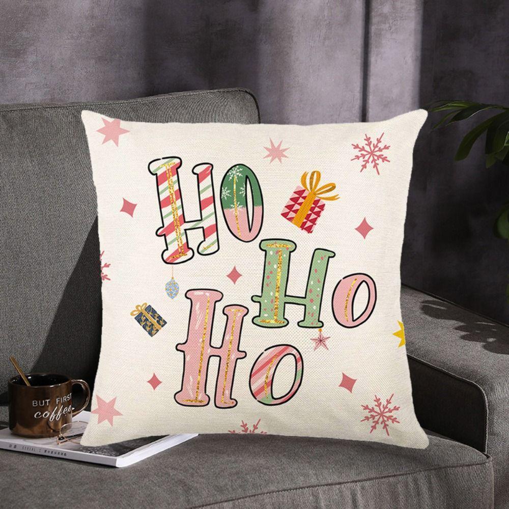 2Pcs 45x45cm Flax Cushion Cover Soft Sofa Pillowcase Merry Christmas Cushion Cover  Christmas