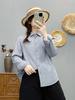 Women's Solid Color Cotton-Padded Shirt Jacket with Pointed Collar - Autumn/Winter Warm Top 86551