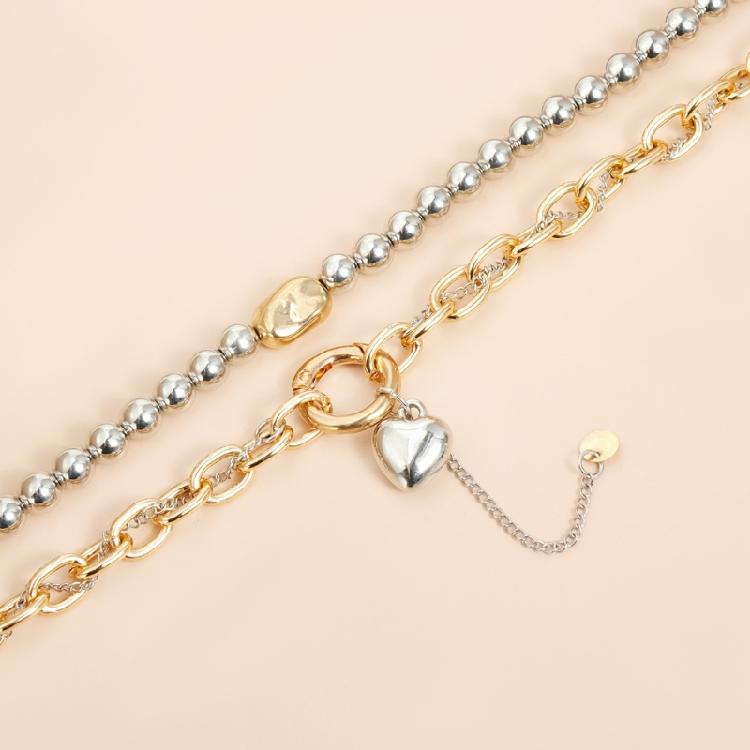 Unique Interlocked Heart Necklace Gold Silver Blended Pendant Layering Chain Jewelry Accessory For Everyday Wear