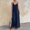 2026 Cross-border Europe, America, Amazon Fashion Casual Solid Color V-neck Backless Sexy Sleeveless Suspender Temperament Dress