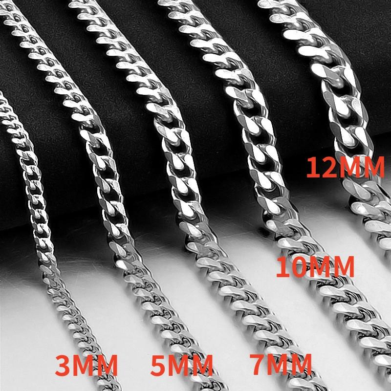 Stainless Steel Chain Cuban Link Necklace For Men Women Jewelry Punk Goth Neck Pendant Accessories Golen Black Silver Color