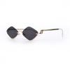 Fashion half-frame rhombus sunglasses metal high-end small frame modern trend catwalk Europe and the United States