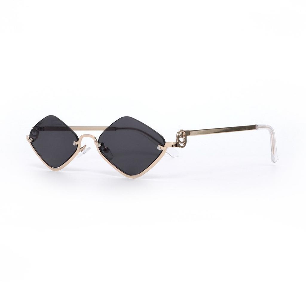 Fashion half-frame rhombus sunglasses metal high-end small frame modern trend catwalk Europe and the United States