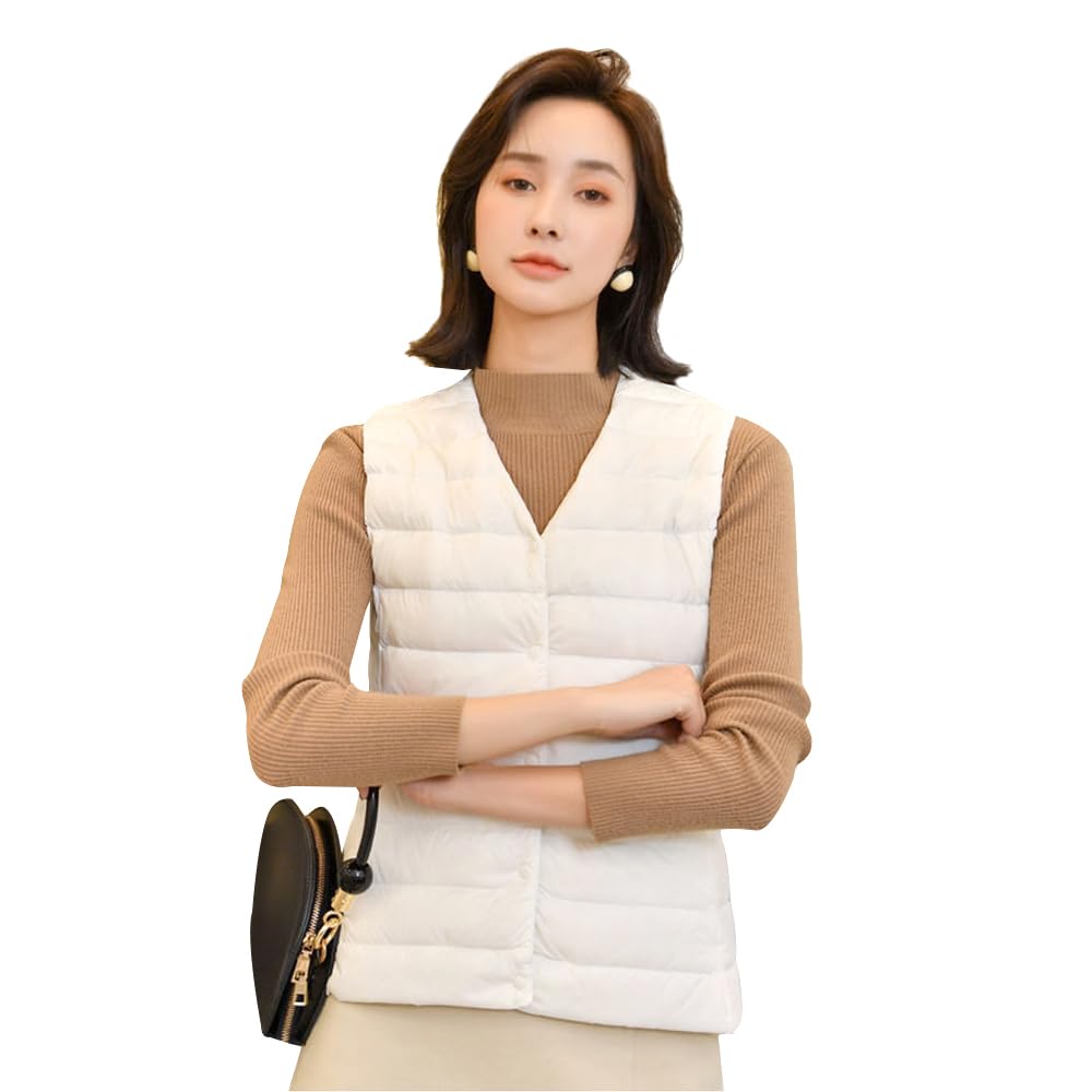Beylimcy Ultralight Down or Crew Inner Down Solid Cold Weather Includes Storage Bey49 Women's Vest, V-Neck Neck, 2-Way Vest, Color, Thin, Lightweight,