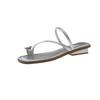 Thick heel high-end rhinestone cool slippers fairy shoes new summer temperament silver toe slippers
