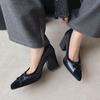 Fashion 2025 New Women Shoes Genuine Leather Pumps Thick High Heels Spring Summer Elegant Office Pumps Pointed Toe Classic Casual Shoes