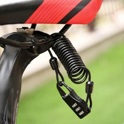 Heavy Duty Bicycle Lock With Combination Password Anti Theft Steel Cable Elasticity Bike Helmets Road Cycling Security Accessory Road Bike Accessory