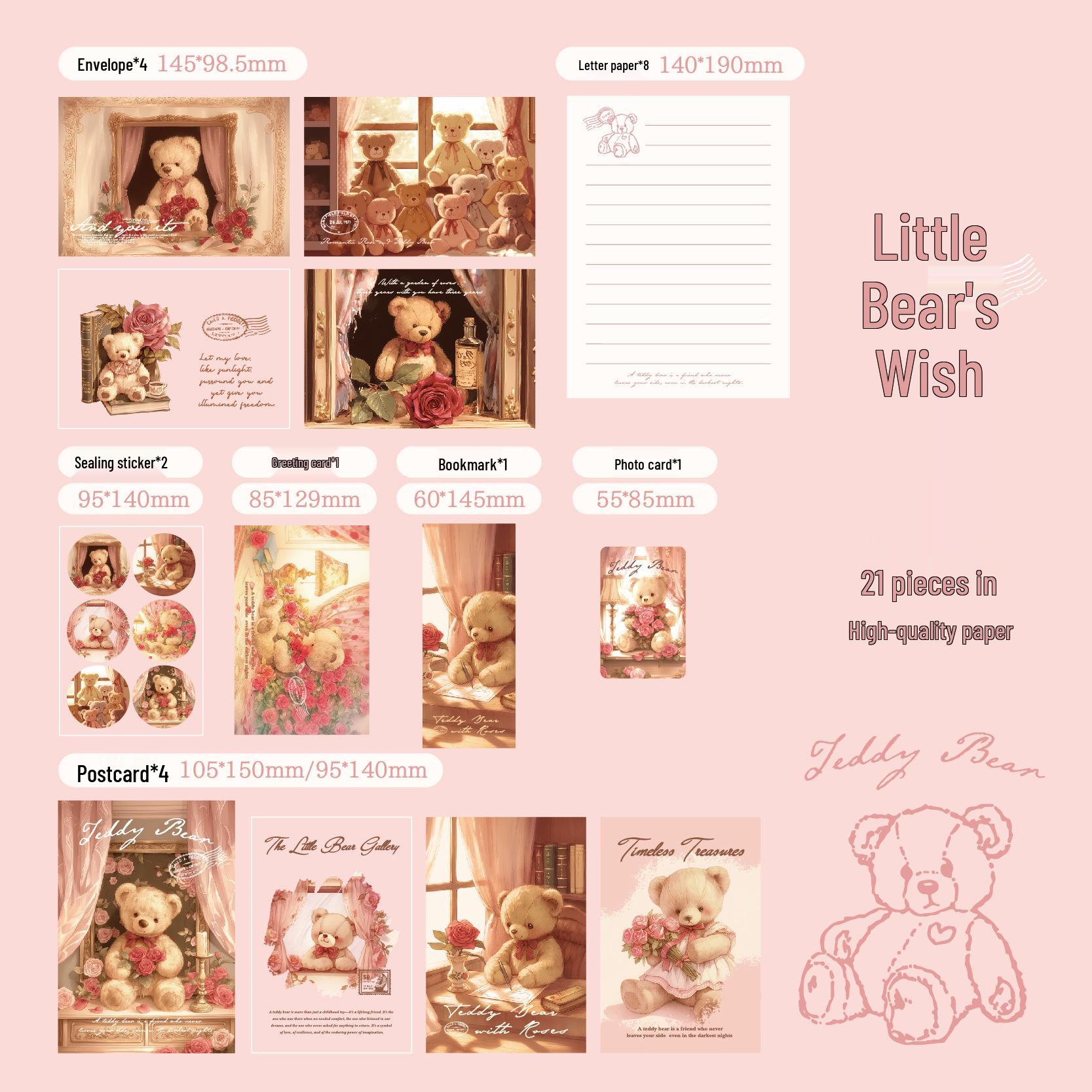 

Mr. Paper Little Bear Romantic House Letter Set: Includes High-Value Stationery, Envelopes & Sealing Stickers