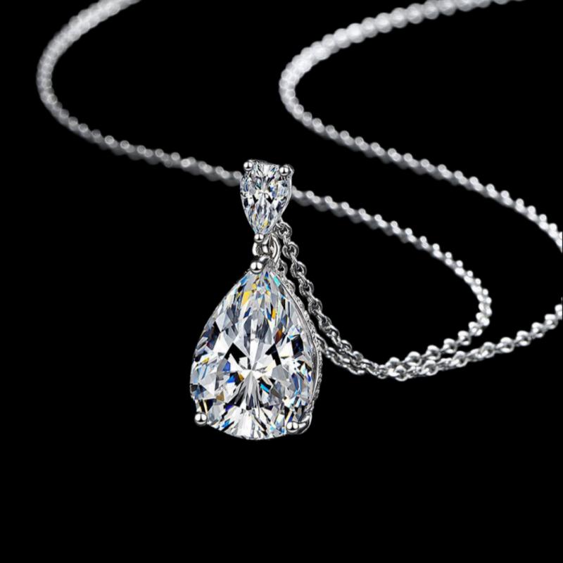 925 Sterling Silver Necklace Zircon Water Droplet Pendant for Women Wedding Jewelry Fine Accessories Fashion Party Gifts