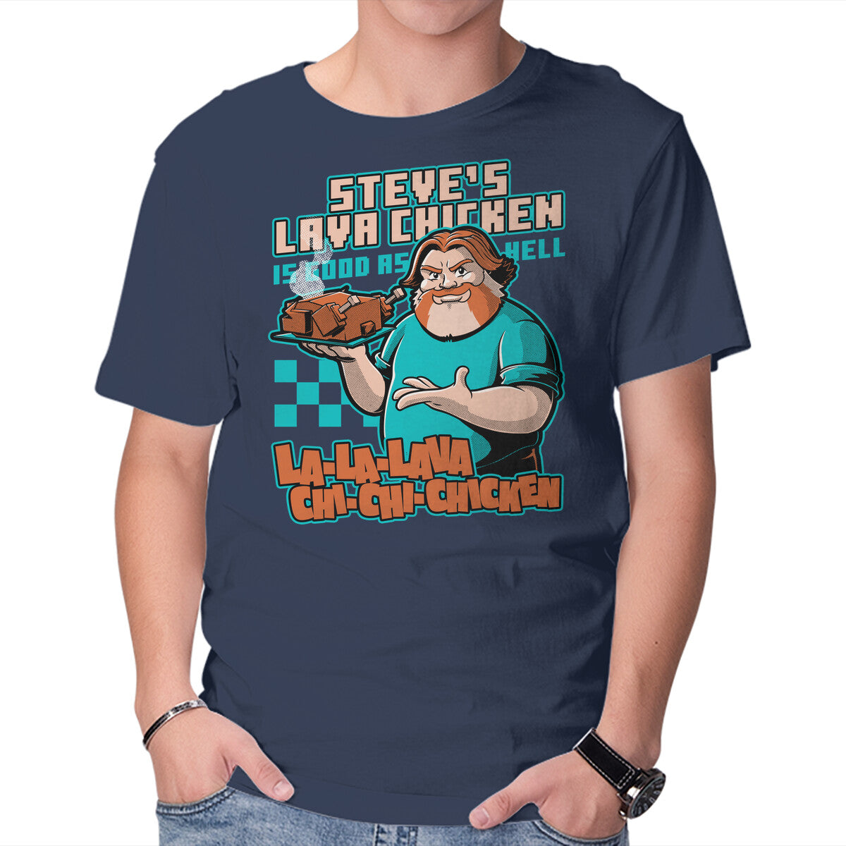 Unisex Crew Neck T-Shirt Game Lava Chicken Graphic Short Sleeve Casual Tee XS