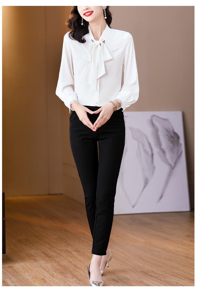 Brand Women's High-End Silk Bow Tie Blouse - Fashionable Style