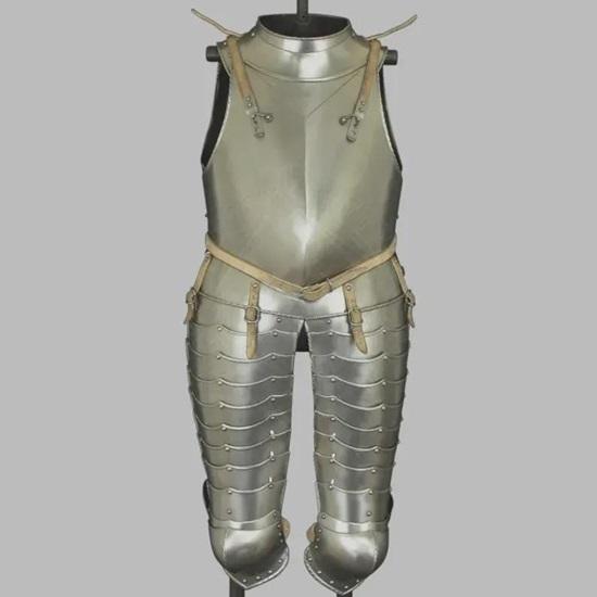 Medieval Steel Knight French Polished Armor Suit Half Body Armor Knight Cuirass With Tassets, Arm Guard,Gorget Larp  Reenactment Costume