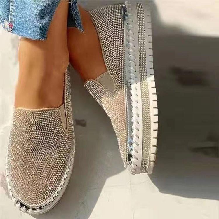 New Water-diamond Thick-soled Loafers with One-foot Lazy Shoes