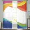 Color Wave Illustration Tulle Curtains For Living Room Home Decor Window Curtain Kitchen Sheer Voile Curtain