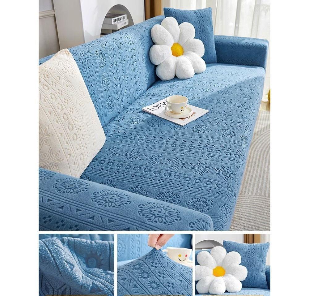 1/2/3/4/5seat Bohemian Jacquard Plush Sofa Cover Universal Sofa Cushion For All Seasons Thick and Soft Anti-cat Scratches