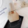 Korean Style Woven Handbag Solid Color Small Phone Bag Fashion Straw Bucket Bag  Vacation