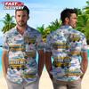 Men's School Bus & Tropical Floral Print Hawaiian Shirt Casual Button Down Short Sleeve Beach Shirts For Summer Holiday