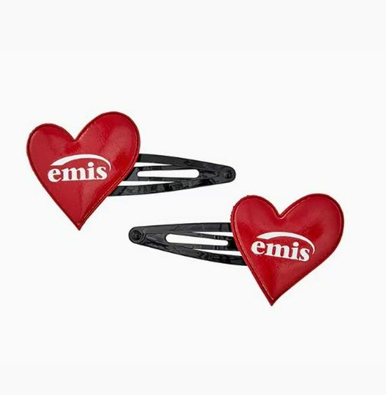 Korean Trendy Red Heart Checkerboard BB Hair Clip Set
