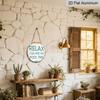 2D Flat, 1pc Round Aluminum Hanging Sign, "Take It Easy, Pool Time" Rustic Teal and White Print, Easy-to-hang Decor, Rustic Summer Leisure Craft
