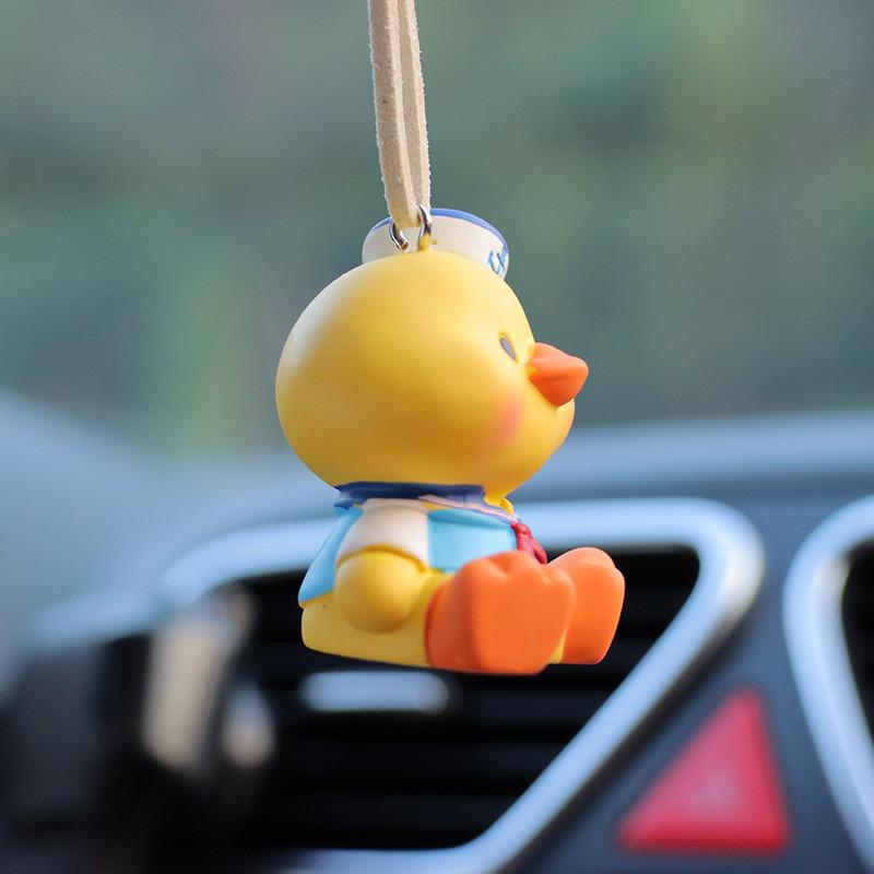 Cute Resin Cartoon Duck Car Mirror Hanging Decoration For Car Interior