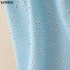 VONDA Summer Women Casual Square Collar Short Sleeve Polka Dots Blouse