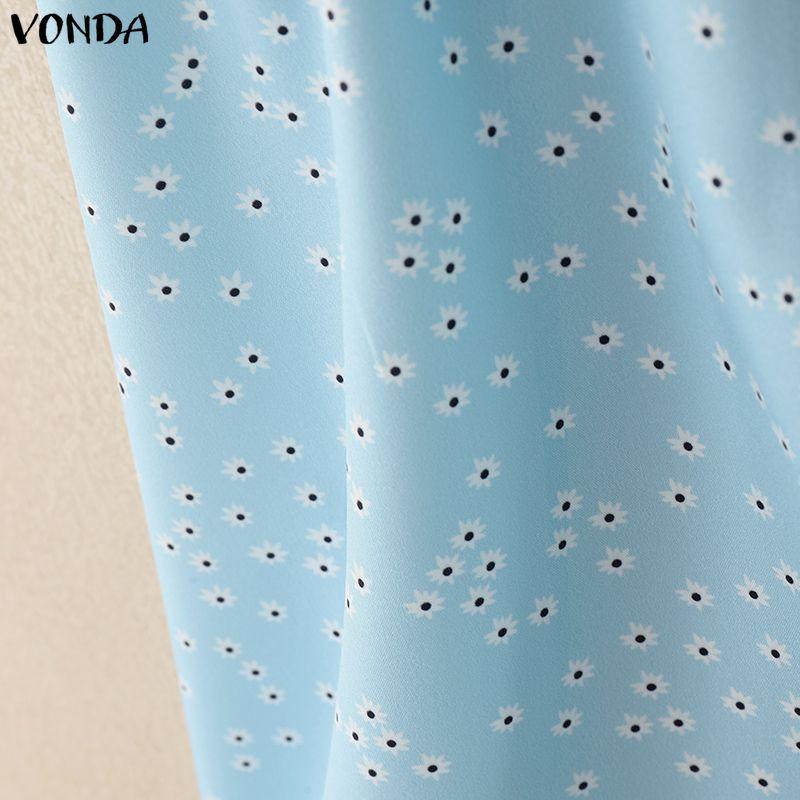 VONDA Summer Women Casual Square Collar Short Sleeve Polka Dots Blouse