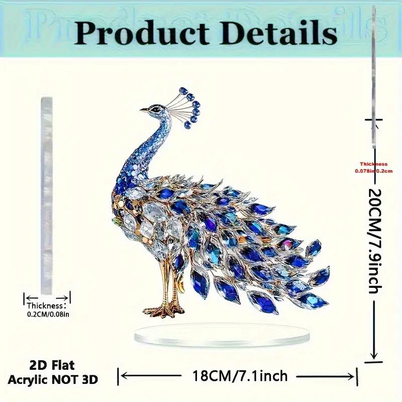 Luxurious crystal peacock ornament decora, made of acrylic material suitable for bedroom, living room, office, or desktop decor