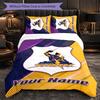 Melbourne Storm Customized Name Text Bedding Set, 1 Duvet Cover & 2 Pillowcases Personalized Bedroom Gift