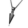 Men Arrowhead Necklace Stainless Steel Vintage Fashionable Polished Finish Unique Pendant Necklace Black
