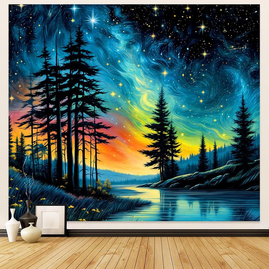 Sun and Moon Tapestry,Psychedelic Mystic Floral Tapestry Wall Hanging Modern Aesthetic Tapestry Hippie Boho Wall Art for Home Decor Bedroom Living