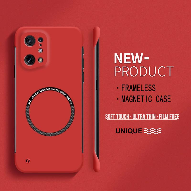 

Ультратонкий жесткий ПК магнитный безрамочный чехол для телефона для Oppo Reno 5 6 8 Find X3 Neo Lite X5 Pro Беспроводная зарядка Матовая цветная крышка Find X5 красный