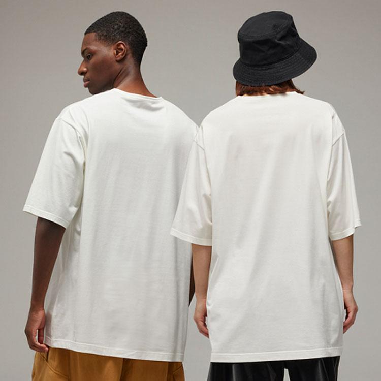 Y-3 Solid Color Letter Print Loose Fit Round Neck Short Sleeve T-Shirt Unisex Tops Off-White IV7845