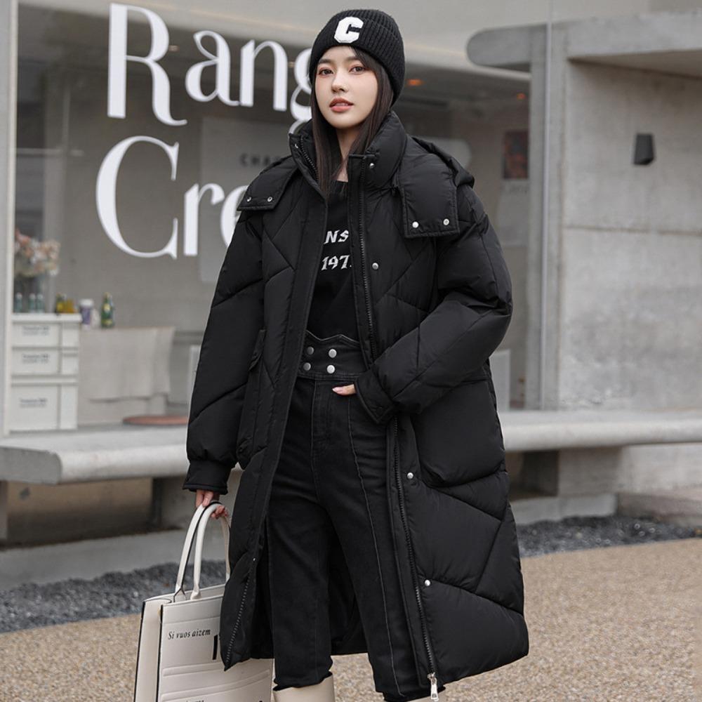 New Korean version of cotton-padded clothes for women over the knee, medium and long thickened large-size jackets, fashionable cotton-padded jackets