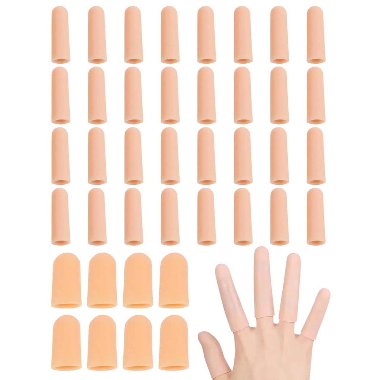 

Rimikuru Finger Finger Protection Finger Silicone Finger Covers for Chapped and Cracked Fingers of Cots, Caps, Guards, Skin-Tone (Set 40)