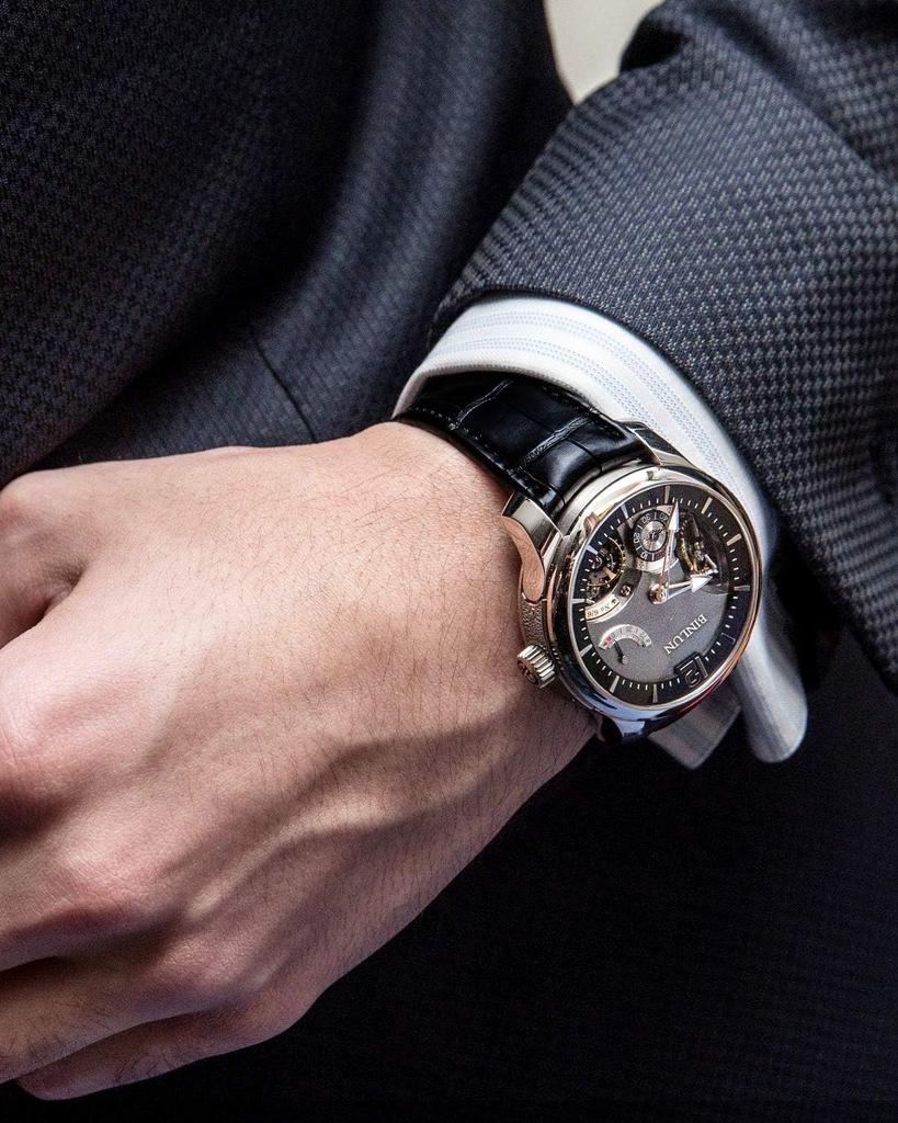 BINLUN Leather Watch Band, Quick Release, Replacement Strap for Men and Women, Crocodile Leather Pattern, Smartwatch Strap (22mm, Black)