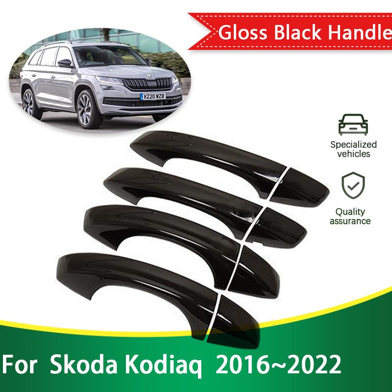 for Skoda Kodiaq NS7 2016~ 2017 Gloss Black Outer Door Handle Cover Protective Styling Stickers Trim Car Accessories Parts
