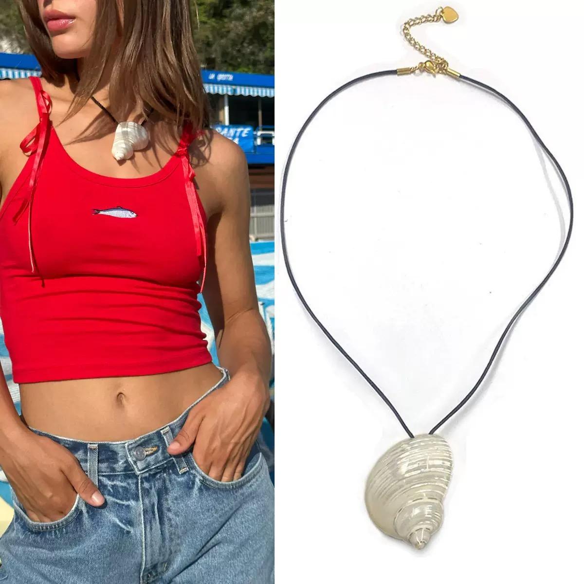 

nique Fashionable Shell Pendant Necklace Ocean Vacation Style European And American Design Women s Accessory Gift