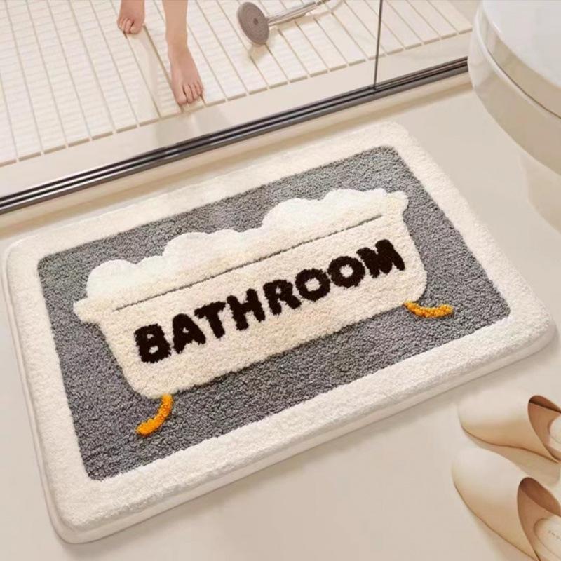 Faux Wool Bath Mat Non Slip Shower Rug Quick Dry Soft Bathroom Carpet for Toilet Home Indoor Floor Mat Pad Christmas Gift