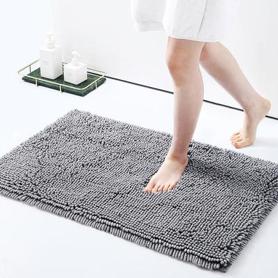 Tapis de bain en chenille douce et absorbante, couleur marine, 50 x 80 cm, antidérapant, séchage rapide, pour salle de bain.