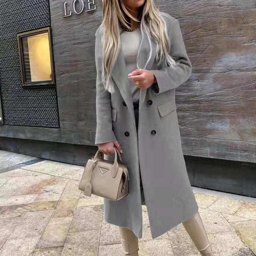 BITCED Dámský podzimní a zimní oblek s dlouhým rukávem, límec, dvouřadé zapínání, nylonová bunda kabát dámský