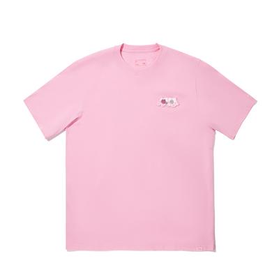 Li Ning Trendy Sports Series Letter Round Neck Comfortable Breathable Versatile Short Sleeve T-Shirt Women T-Shirt Peach-Wood-Pink AHSV788-6