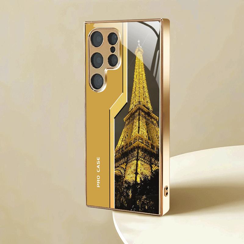 Pozlacený nový obal na telefon pro Samsung Galaxy S26 Ultra S25 Plus S24 S23 S22 fe tvrzené sklo Umělecké texturované vzory