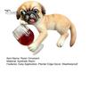 Creative Planter Edge Decor Lying Pug Statue for Planter, Dog Figurine with Red Wine Tabletop Animal Ornament Glass, Cute Resin Flower Pot Decoration