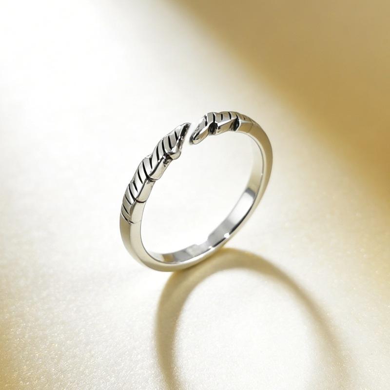 Retro Geometric Irregular Texture Fine Faceted Niche Design 925 Sterling Silver Jewelry Opening Rings 02875 серебряный