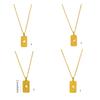 Stylish Gold Square Sun Moon Star World Pendant Necklace Accessory Eye Catching Clavicular Chain for Gathering Parties