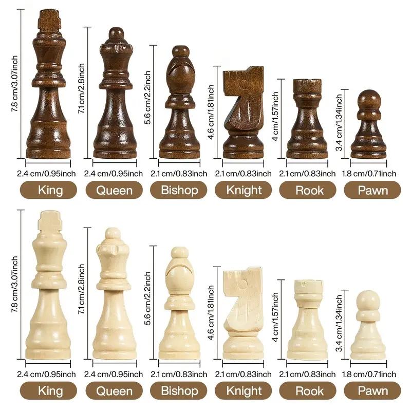 39.3Cm/15.47Inch Magnetic Wooden Chess Set With 2 Additional Queens, Folding Portable Travel Board, Suitable For Tournament