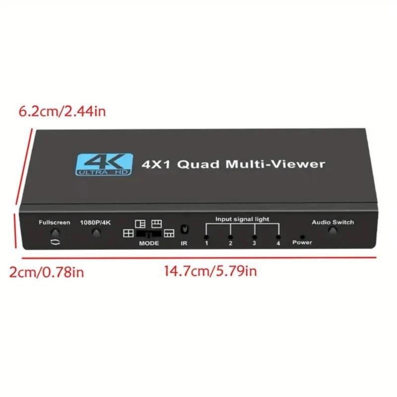 HDTV Multi Viewer 4 Input 1 Output Splitter Supporting 4K 30Hz Resolution and Seamless Switching for Meeting