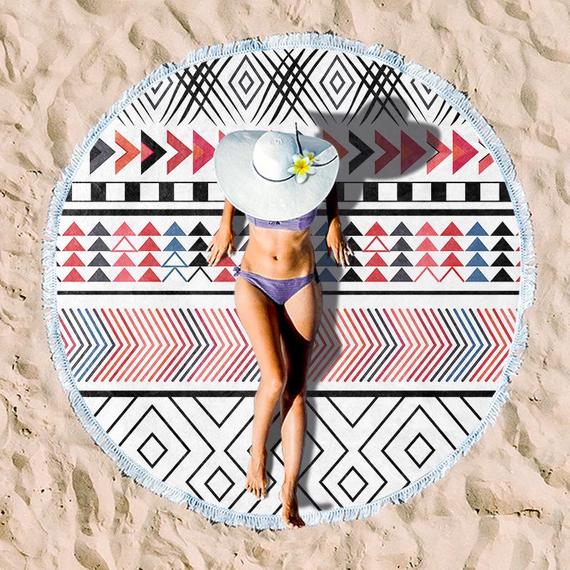 Serviette de Plage Ronde en Fibre Ultra-Fine pour Adultes - Personnalisable, Serviette de Sport et de Bain Absorbante