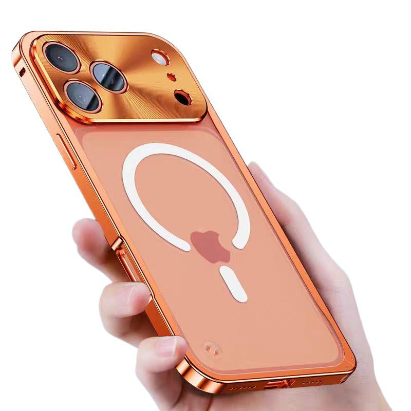 Luxury Aluminum Alloy Metal Frame For Magsafe Case For iPhone 17 16 15 14 13 12 Pro Max Magnetic Wireless Charging Back Phone Cover