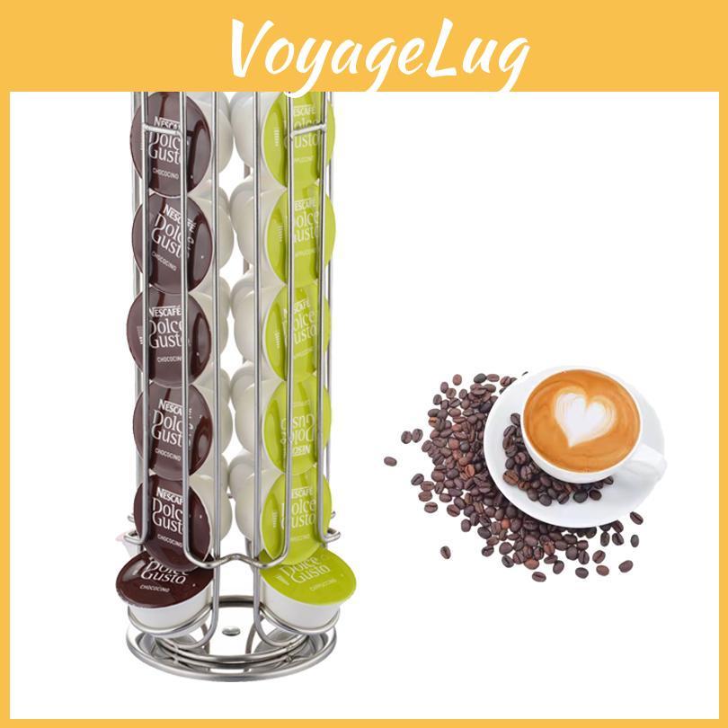 24 Capsule Display Rack Coffee Cups Tower Stand Storage Shelves Rotatable Antislip Bottom For Dolce Gusto Capsules Coffee Tools